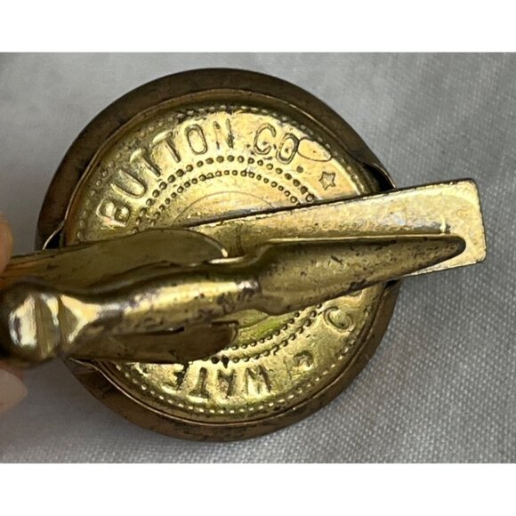 Eagle Waterbury Button Tie Bar Collar Clip Pin Raised Relief Vintage Militaria - Picture 4 of 7